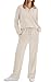 Lounge Sets for Women Airport Travel Outfits 2 Piece Sets for Women Sweatsuits Comfy Matching Set Clothing Early Fall Fashion Must Haves 2025 Wide Led Pants Two Piece Outfits Vacation Clothes Beige M