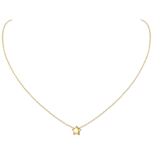 ChicSilver goldkette mit kleiner Stern Anhänger, 925 Sterling Silber Stern Halskette für Damen Mädchen, Minimalisitischer Schmuck für Freundin Ehefrau Tochter