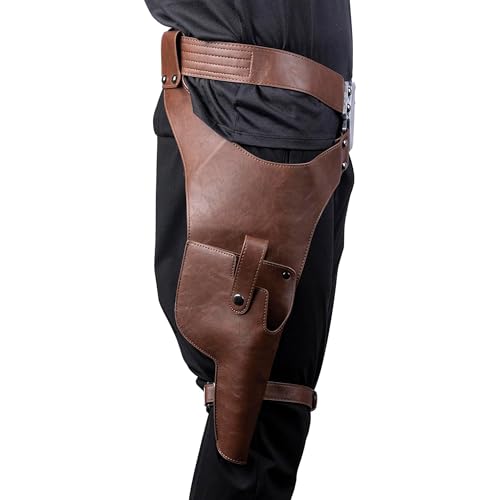 Luke Belt and Holster with Leather Leg Strap In Brown Color Star Wars Unisex Cosplay Costume Prop Halloween Accessory
