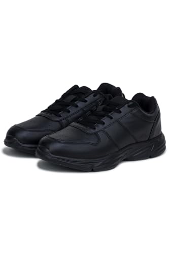 Image of ATHCO unisex-child Athst-59 School Shoes | Soft Cushioned Memory Foam Heel Pad Support | Anti Bacterial Insole | Kid's | Boy's | Girl's | Children |Uniform Shoes | Lightweight | Lace Up |Easy Wear & Care| Formal Shoes | Non-Marking Sole | Padded Textured Heel Grip Lining | Breathable | All Day Comfort
