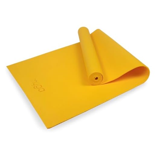 Myga Esterilla de yoga - Esterilla antideslizante para yoga, pilates, meditación y fitness - Esterilla ligera con correa de transporte (Mostaza)(173 cm x 61 cm x 4 mm)