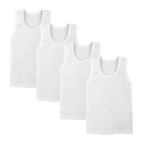El Mejor Listado de Camisetas de pijama para Niño los 5 más buscados. 43 Baby Creysi Paquete 4 Camisetas Sin Mangas Niño 6 Años Blanco Algodón Ideal Para Tu Día a Día