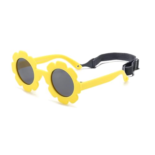 Image of Baby flower sunglasses with strap Girls Flexible Bendable Polarized Sunglasses for Newborn Girls Age 0-24 Months
