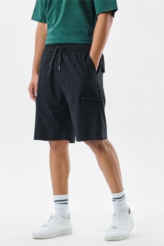 Image of SNITCH Men Casual Shorts | Regular Fit Above Knee Length Textured Design | Premium Nylon Blend & Medium Stretch Fabric for Streetwear & Summer Outings