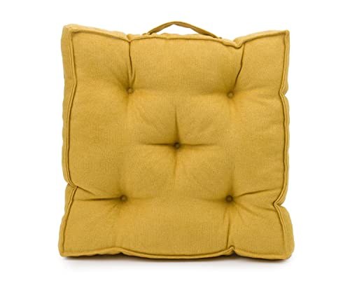Gözze - Boxkissen mit Tragegriff, Sitzkissen, Gesteppt, Darco, 40 x 40 x 7 cm - Senf – Ansicht 1
