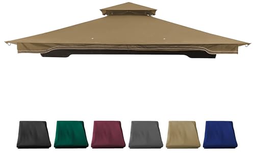 JANCANOPY Replacement Gazebo Cover Compatible with SUNJOY 10 x 12 Regency II Patio Gazebo L-GZ798PST A111014400 (11X13 Ft) A101004104 A101004105 A111002001 (Beige)