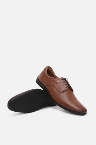 Image of Louis Philippe Men Premium Leather Breathable Lining Material Anti Slip Flat Heel TPR Sole Formal Derby Shoes