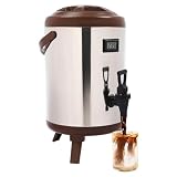 HUOMMGS 8L Getränkespender mit Zapfhahn Edelstahl Heiß- und Kaltgetränkespender Hält 6-9 Stunden Lang Warm Thermoeimer Großer Wasserspender mit Deckel Multifunktional Wasser Spender (Kaffeebraun)