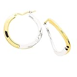 Trendige Creolen in Bicolor Gold 750/00. Durchmesser 18 mm innen System VECTOR, eines der besten Verschlüsse für Ohrringe Creolen.