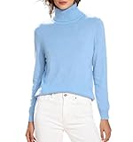 DAIMIDY Turtleneck Sweaters for Women Long Sleeve Knit Pullover Sweater Top Fall Winter Fashion Outfits Light Blue, L