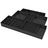 DIMJ 10 Stück Aufbewahrungsboxen Stoff, Schubladen Organizer, Faltbare Kleiderschrank Organizer, Schubladen Ordnungssystem von Unterwäsche, BHS, Socken, Kleidung (Schwarz)