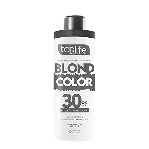 Kit Água Oxigenada 9% 30 Volumes 900ml e Pó Descolorante Blond Color Branco Toplife Profissional 500