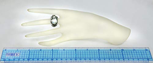 Image of Sterling Silver 925 Statement Ring Genuine GEMS 10.5 Cts, Oval 18x13 mm, Rhodium-Plated Finish