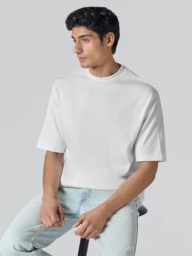 Image of XYXX Drift Oversized Tshirt for Men | 100% Combed Cotton | Solid Roundneck Drop Shoulders Half-Sleeve T Shirt