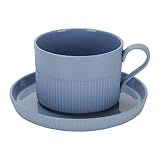 Sheskind 8.5 oz Ceramic Coffee Cup with Saucer, Solid Color Tea Cup and Saucer Set, Beautiful and Pr