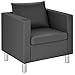 COSTWAY Poltrona Relax Divano Singolo in Similpelle PU, Elegante Moderna con Cuscino, per Camera da Letto Salotto, 70 x 60 x 62,5cm, Grigio