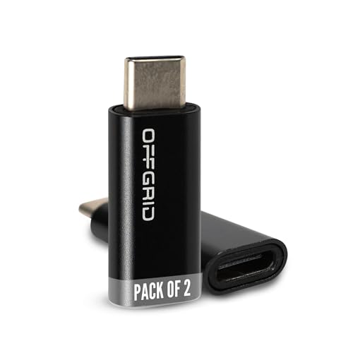 OFFGRID USB C Data Blocker (2-Pack), Charge Only Adapter, Protect Against Juice Jacking, Fast Charging USB-C Security Adapter, Compatible with iPhone, Android, Laptops & Tablets
