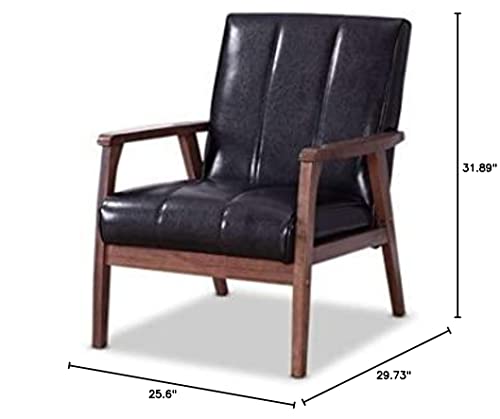 Baxton Studio Mid-Century Modern Black Faux Leather Chair #TOP25