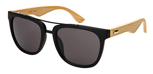 Edge I-Wear Wood Bamboo Horn Rimmed Aviator Sunglasses for Men Women with Double Crossbar 540817BM-SD-1