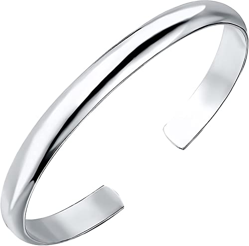 Bracelet Femme Argent Pur 999 Coiffe Réglable Largeur 8mm Épaisseur 3mm Brillante