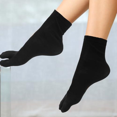 3 Pairs Toe Socks Cotton Socks Elastic Cotton Tabi Tabi Toe Unisex for Men Women (White+ Grey+ Black)2