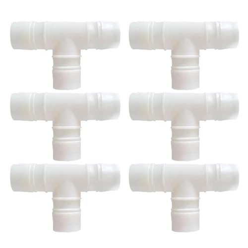 6 conectores en forma de T para manguera, adaptador de tubo igual tipo T de 25 mm, conectores de tubo de plástico de 3 vías, accesorios de plástico de púas, conector de manguera