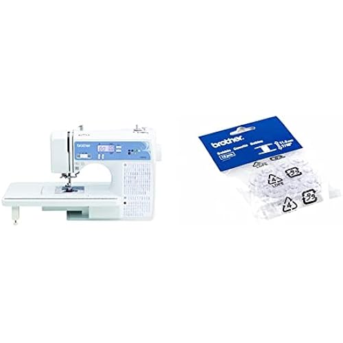 Brother XR9550 Computerized Sewing and Quilting Machine, LCD Display, and Embroidery Bobbins 10-Pack, Clear