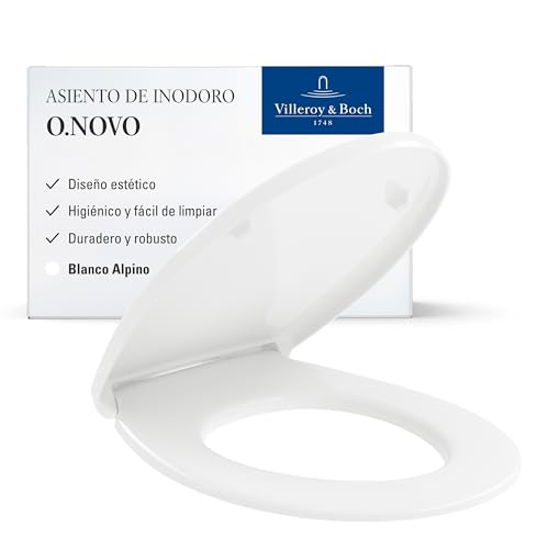 Villeroy & Boch O.novo, asiento de inodoro - Tapa de WC con diseño semi Wrap-over de Duroplast resistente - Con bisagras de acero inoxidable - Diseño ovalado - Recambio original