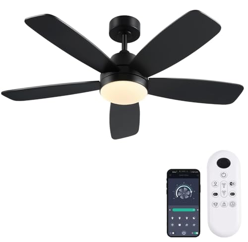 GJeg Ceiling Fans with Lights, 42 Inch Low Profile Ceiling Fan with Lights and Remote Control, LED...