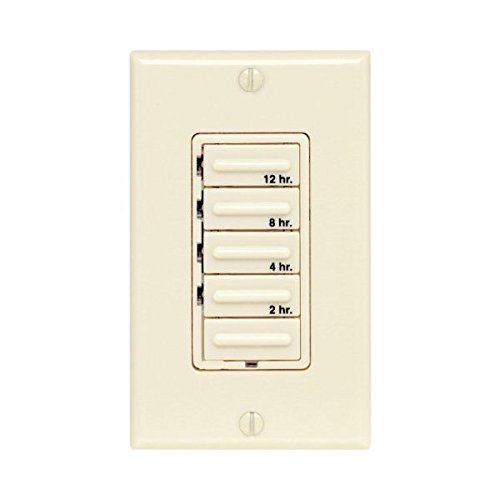 Leviton 6212H-I Decora 1000W/20A 1Hp Four Preset 2-4-8-12 Hours Electronic Incandescent/Inductive Timer Switch, Single-Pole, Ivory #TOP25