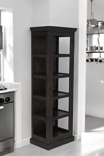 Image of The Attic Indiana Kitchen Cabinet Walnut, Multipurpose Cabinet for Bedroom Living Room Study bar, Solid Wood Bookshelf /Kitchen Cabinet, Solid Mango Wood, Walnut Matte Finish
