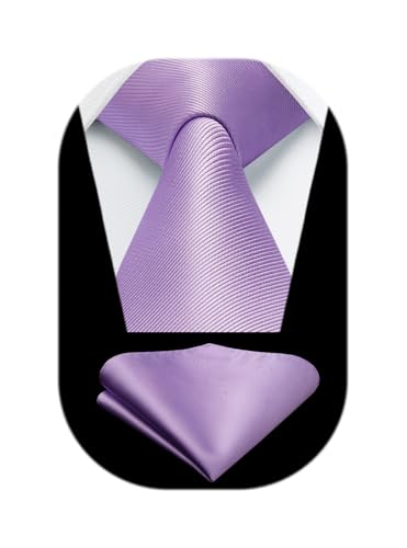 Image of HISDERN Mens Ties Solid Color Ties for Men Formal Necktie with Pocket Square Set Satin Silk Neck Tie Handkerchiefs Set