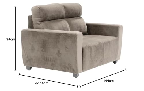 Image of Wakefit Sofa Set | 3 Year Warranty | Sofa 4 Seater, 4 Seater Sofa for Living Room, Wooden Sofa Set, Sofa Set 2+1+1 Seater - Belize(Fabric-Velvet : Stone)