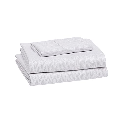 Image of Amazon Basics Lightweight Super Soft Easy Care Wrinkle Free Microfiber 3 Piece Bed Sheet Set with 14-Inch Deep Pockets,Twin,Gray Crosshatch,Printed,Kids,Men & Women Bedding,(Pack of 10)