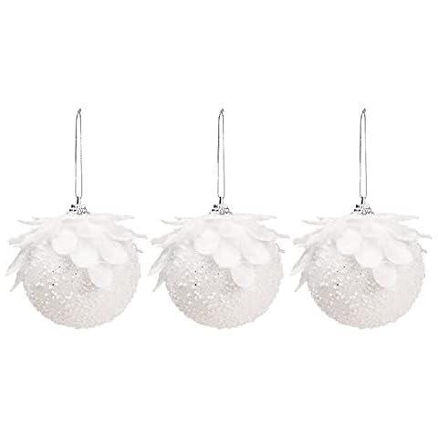 HJHIWE 12 Adornos de Bolas de Navidad Blancas Cover