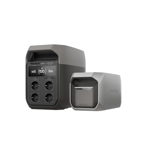 EcoFlow Tragbare Powerstation Delta 3 mit intelligentem Zusatzakku 1 024 Wh, LiFePO4 erweiterbare Batterie, Solargenerator für Notfälle, Wohnmobile, Camping und Stromausfälle