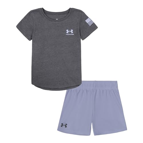 Image of Under Armour Girl's 2-Piece Short Sleeve Graphic Tee and Shorts Set, Outdoor Collection