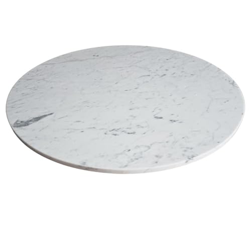 Carrara Marble Lazy Susan, 18-Inch Rotating Serving Tray, Elegant Dining