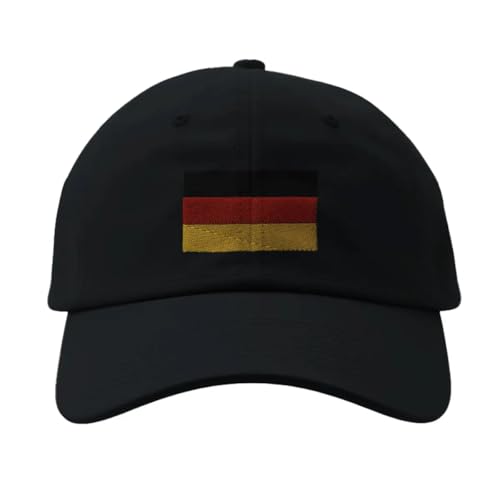 Casquette drapeau de l'Allemagne noir brodé ajustable pour supporters de football