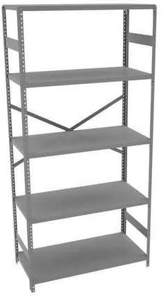 Tennsco Metal Shelving Unit, 18" D x 36" W x 75" H, 5 Shelves, Carbon Steel