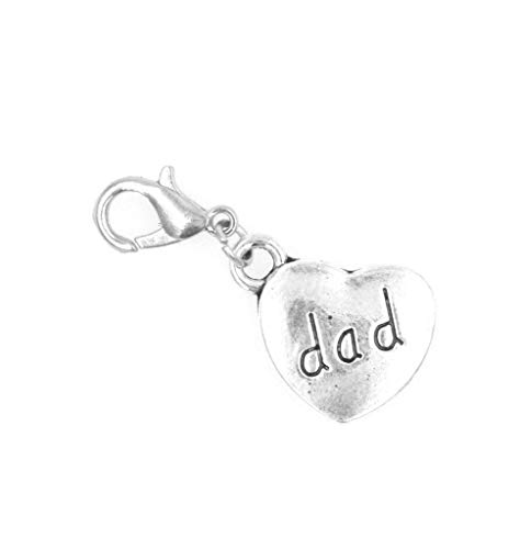 Heart Dad Clip on Charm Perfect for Necklaces and Bracelets 95O
