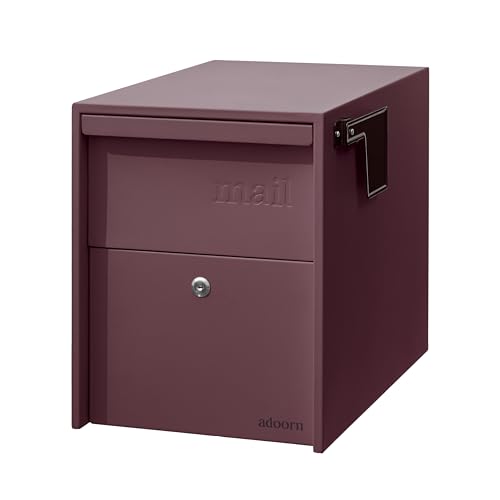 Image of Adoorn Lockable Post Mount Mailboxes for Outside - Large Anti-Theft Locking Mailbox for Packages and Letters - Weatherproof Construction - Durable Steel - 15.5 inch H x 12 inch W x 18.5 inch D - Malbec