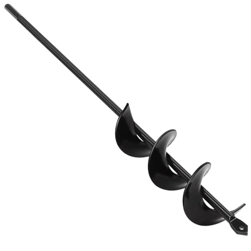 TCBWFY Auger Drill Bit for Planting,1.6"x12"Solid Shaft Garden Auger Drill Bit with Extensive Spirals,Spiral Hole Drill Bit for Planting Bulbs,Flowers,Post Holes,Earth Auger for 3/8"Hex Drive Drill