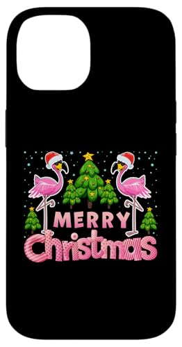 Merry Christmas Funny Xmas Tree Santa Hat Flamingo Christmas Carcasa para iPhone 14
