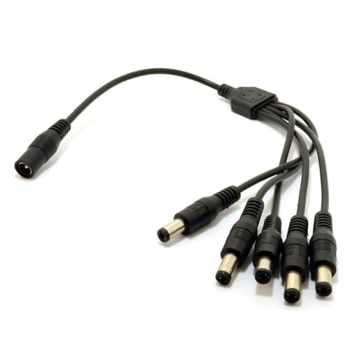 Image of kenable DC Power Splitter 5 way Adapter 2.1mm CCTV 12V PSU to 5 Camera Cable [5 Way]