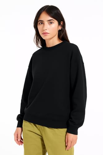 Image of Women's Pure Cotton Winterwear Full Sleeve Crew Neck Oversized Sweatshirt