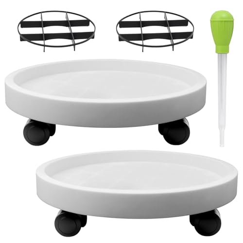 YUFDA 2Pack 13.98'' Plant Caddy with Wheels, White