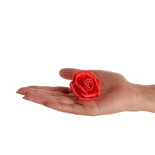 Bright Creations Foam Rose Heads - Durable Reusable Supplies & Flowers for Crafts - Bulk Artificial Roses & Artificial Flowers Bulk - Fake Floral Heads & Wedding Cake Accents - Red, 2 in, Pack of 200