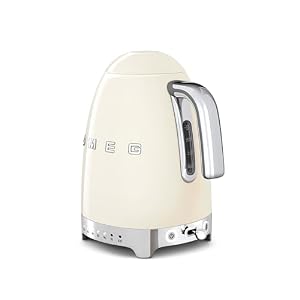 Smeg 50's Retro 7 Cup Stainless Steel Variable Temperature Electric Kettle with 7 Temperature Settings, Led Display, Swivel Base and Keep Warm Function Cream KLF04CRUS Smeg 50s Retro 7 Cup Stainless Steel Variable Temperature Electric Kettle with 7 Temperature Settings Led Display Swivel Base and Keep Warm Function Cream KLF04CRUS