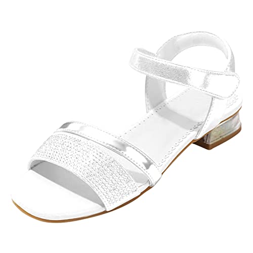 Decimen Girls Sandals Cute Sparkle Design Sandals With Low Heel For Girls For Wedding Party White Little Kid Us 13 #TOP7